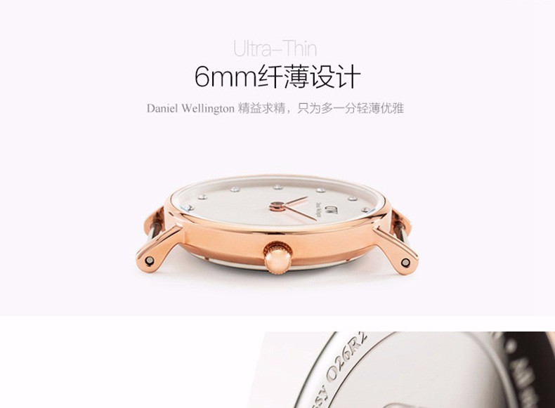 丹尼尔惠灵顿(Daniel Wellington)手表DW女表26mm表盘金色边皮带超薄女士石英手表0900DW(DW00100059)